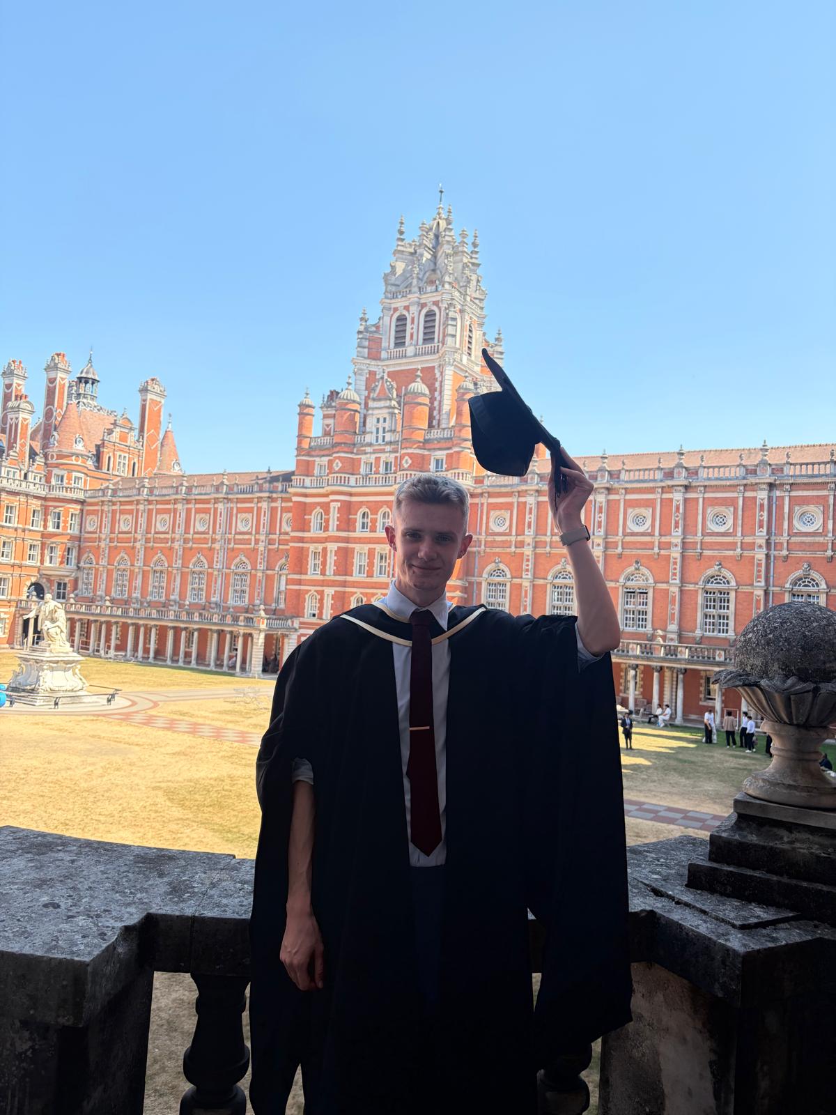 Jamie Lilley graduating from Royal Holloway, University of London