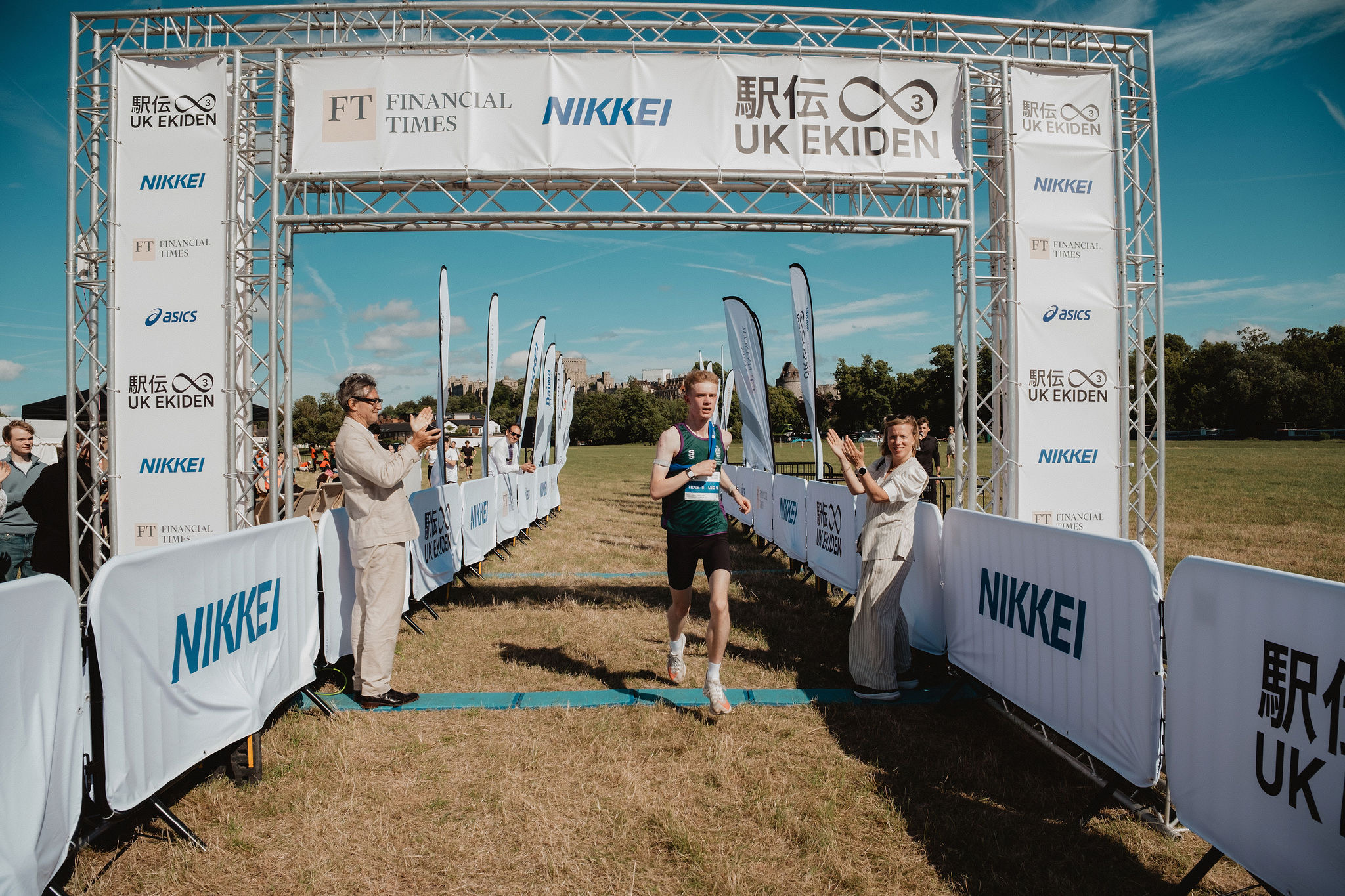 Jamie Lilley finishing the FT/Nikkei UK Ekiden relay at Windsor